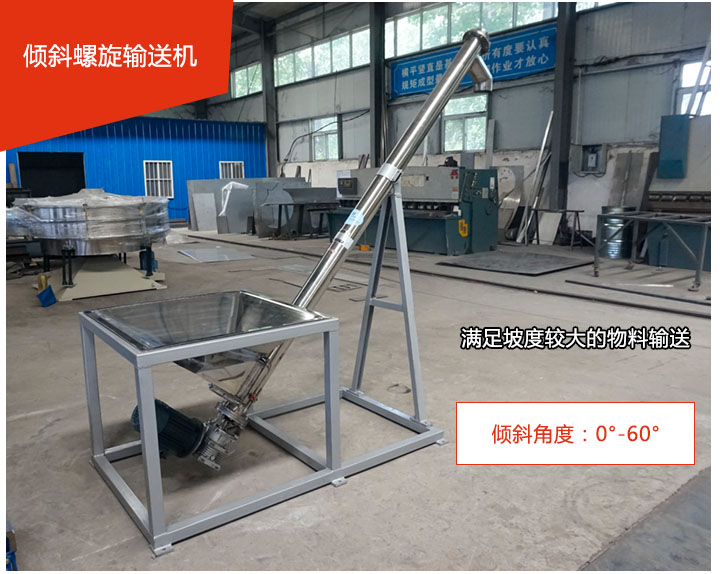 傾斜螺旋輸送機(jī)可用于60°范圍內(nèi)輸送散狀物料、不回流